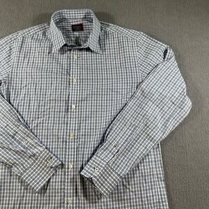 UNTUCKit Durif WF Mens Slim Fit Button‎ Up Shirt Large Cotton Blue Plaid